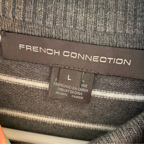 French Connection Sweater Tunic Womens Size Large Gray Striped Turtleneck Grey - Picture 6 of 7